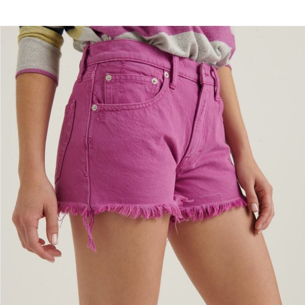 Lucky Brand Size 6/28 Orchid Purple Mid Rise Cut Off Frayed Denim Jean Shorts